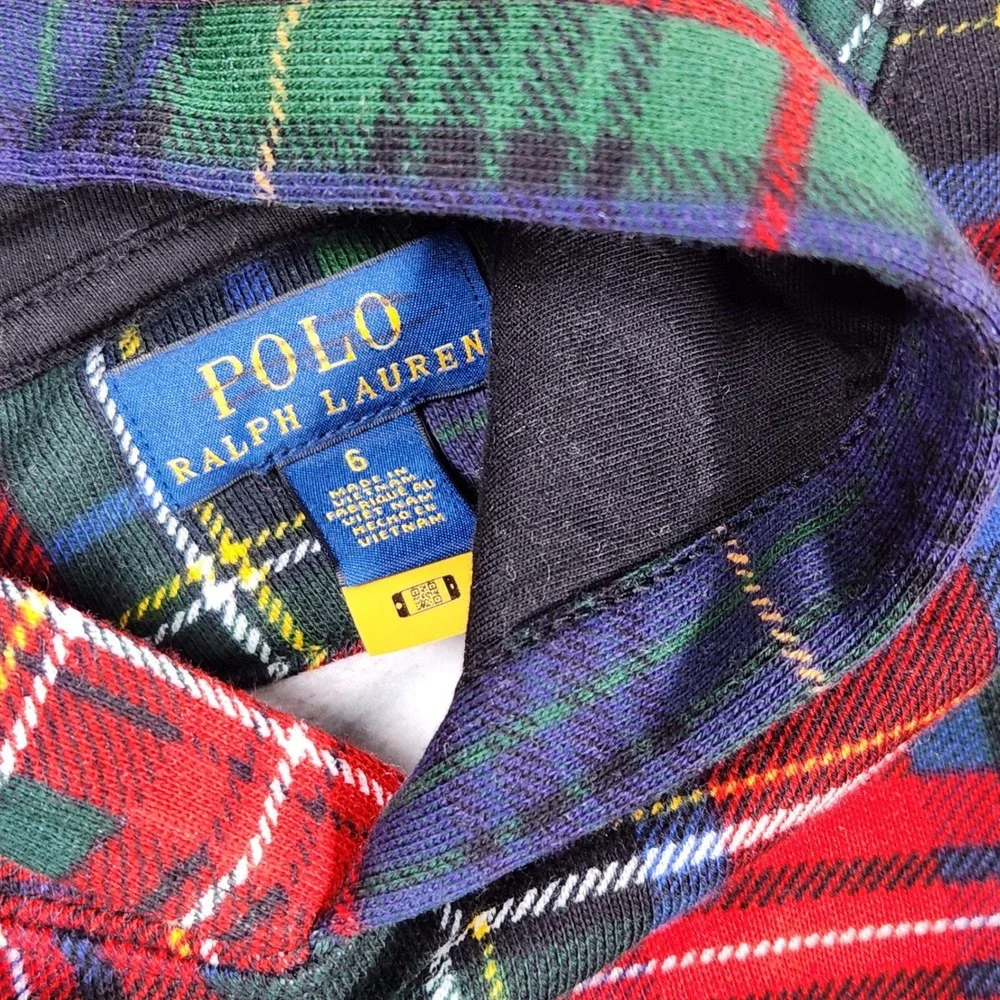 Polo Ralph Lauren Boys Patchwork‎ Plaid Tartan Pullover Hoodie Multicolor Size 6